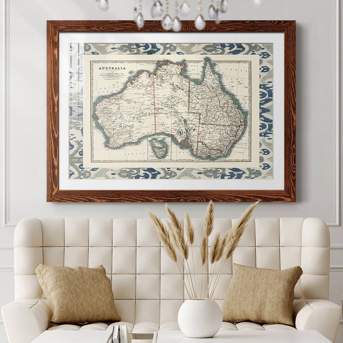 Bordered Map of Australia-Premium Framed Print - Ready to Hang