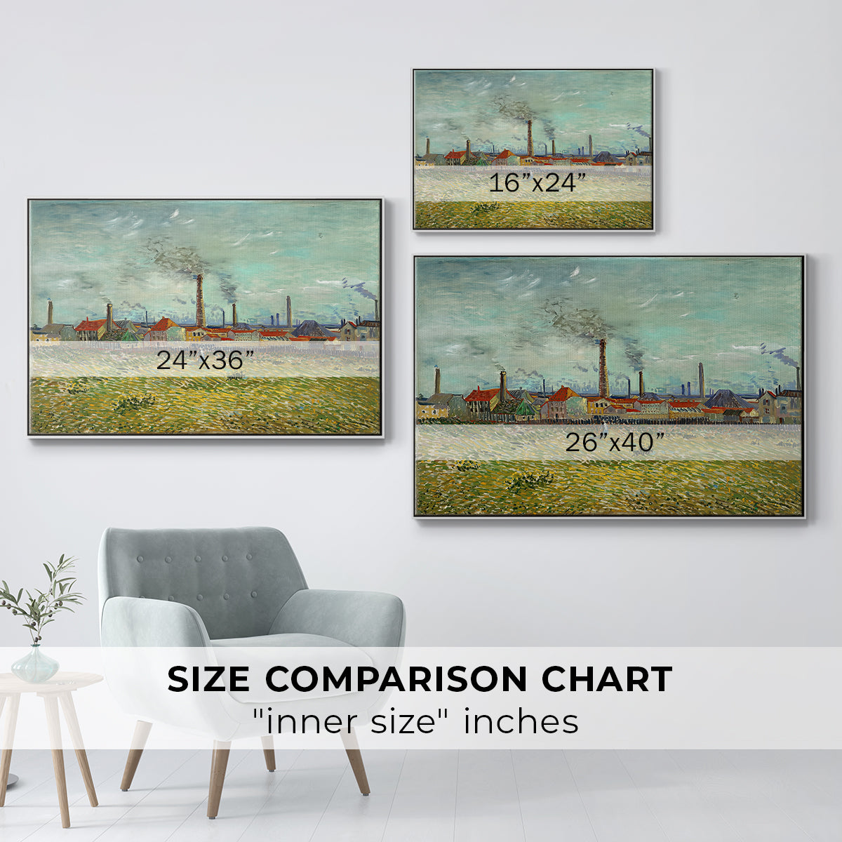 Factories at Clichy, 1887 - Floater Framed Canvas Print