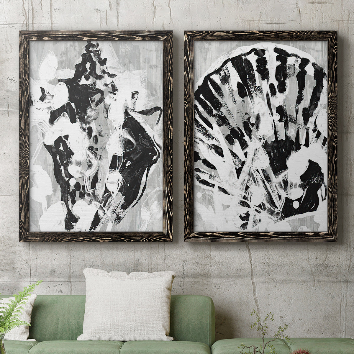 Ocean Inkblot I - Premium Framed Canvas 2 Piece Set - Ready to Hang