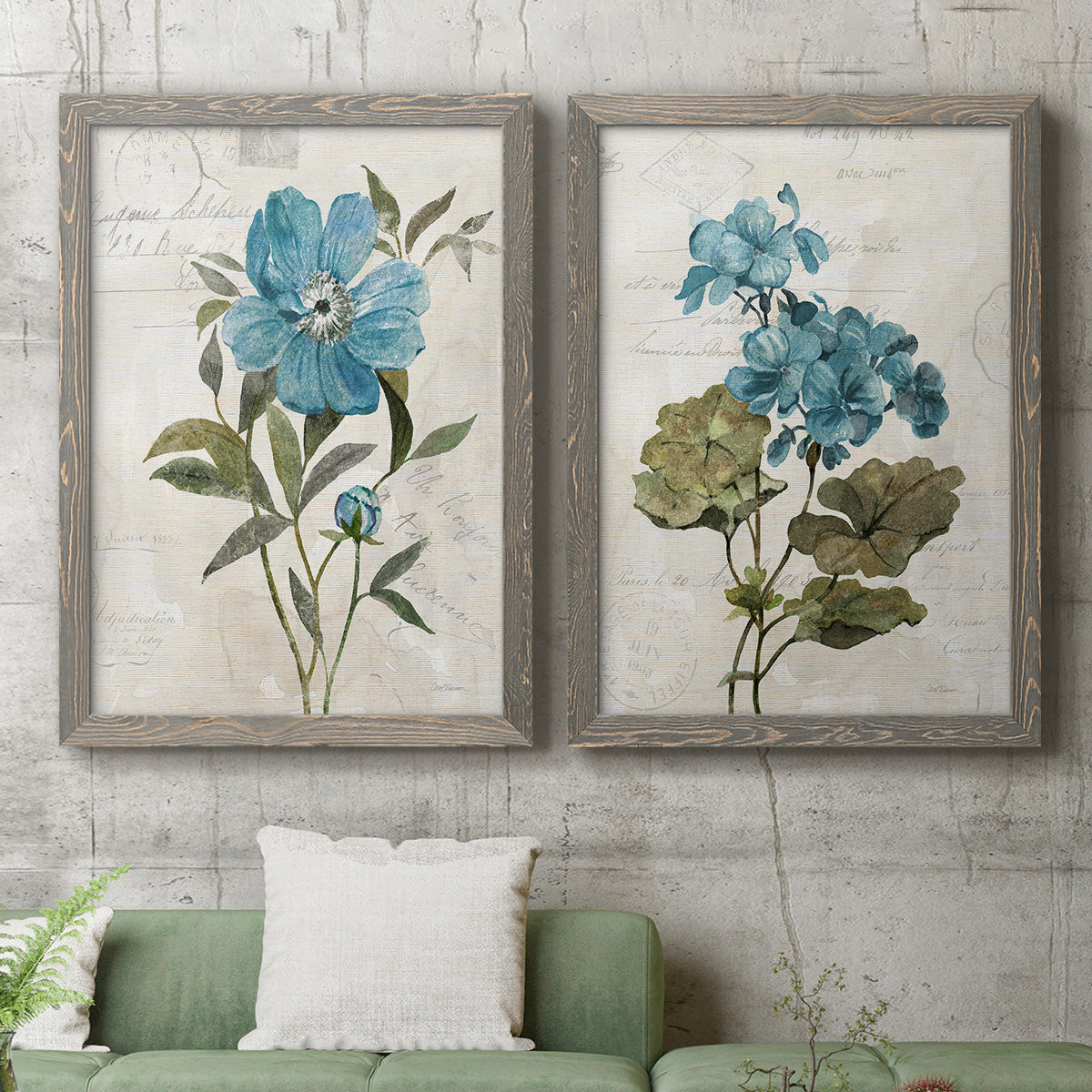 Linen Peony - Premium Framed Canvas 2 Piece Set - Ready to Hang