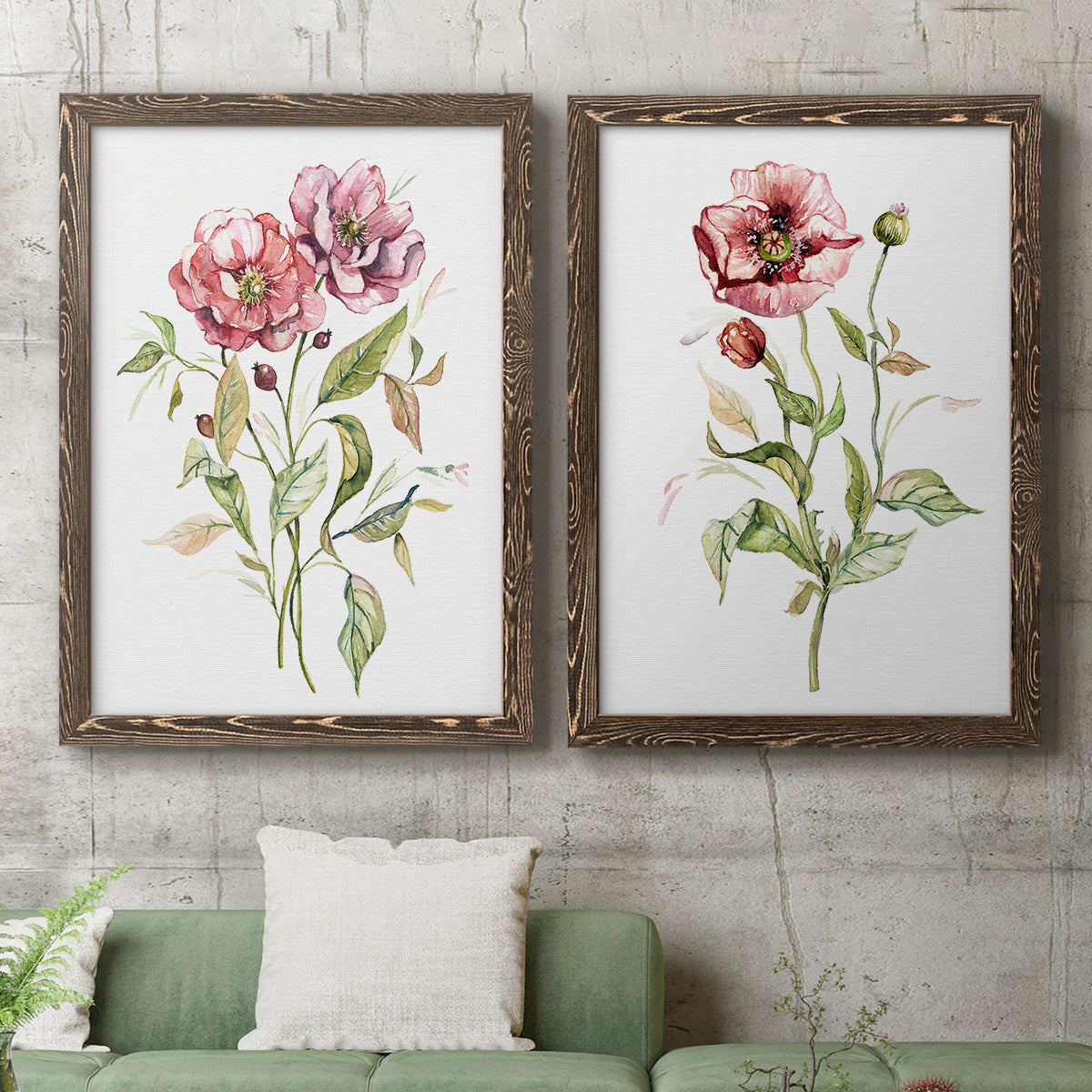 Wild Roses - Premium Framed Canvas 2 Piece Set - Ready to Hang