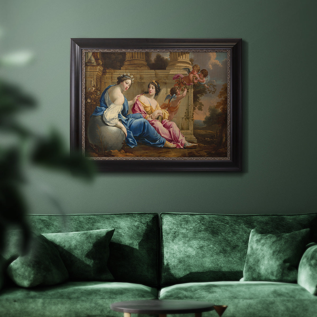 The Muses Urania and Calliope - Ornate Framed Canvas Print