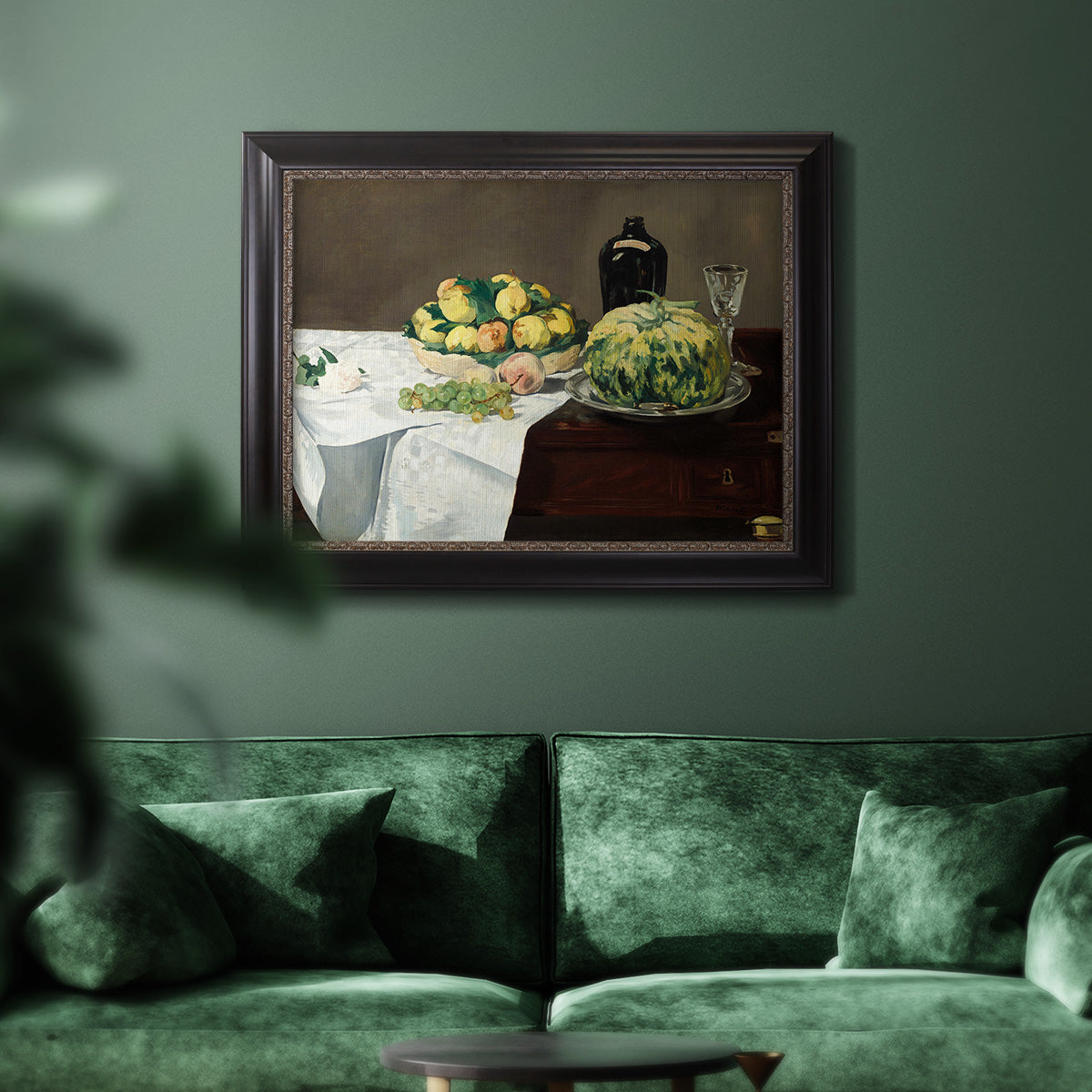 Still Life with Melon and Peaches - Ornate Framed Canvas Print