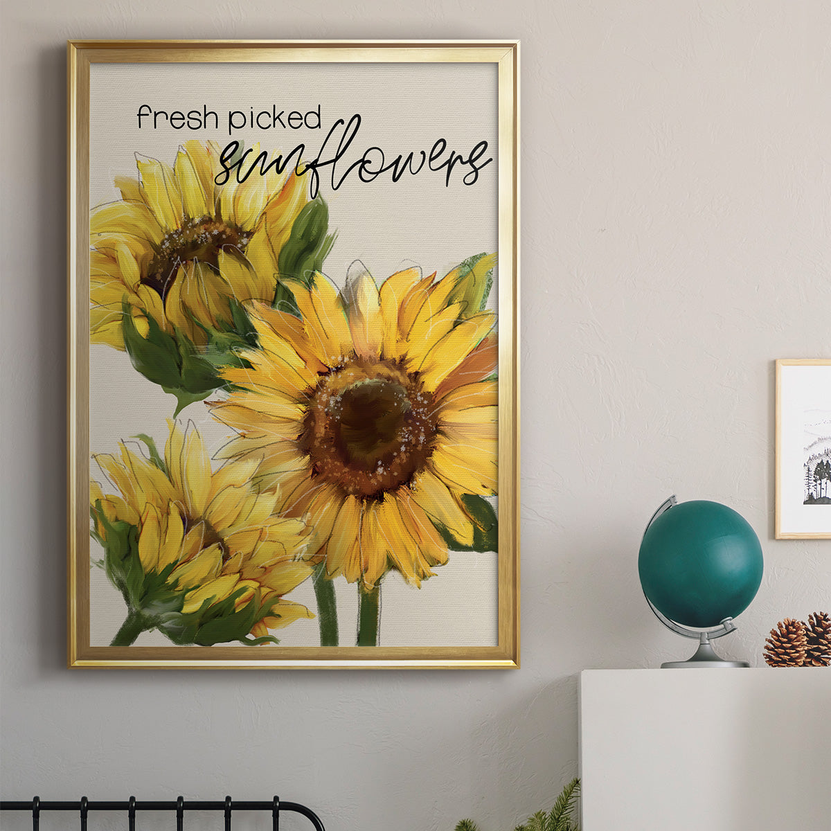 Fresh Picked Sunflowers - Modern Framed Canvas Print