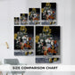 Size comparison chart for canvas art prints, showing multiple size options.
