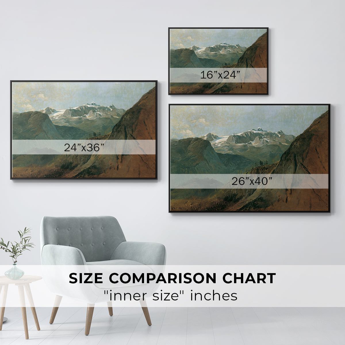 The Dachstein from the Plassen near Hallstatt, 1827 - Floater Framed Canvas Print