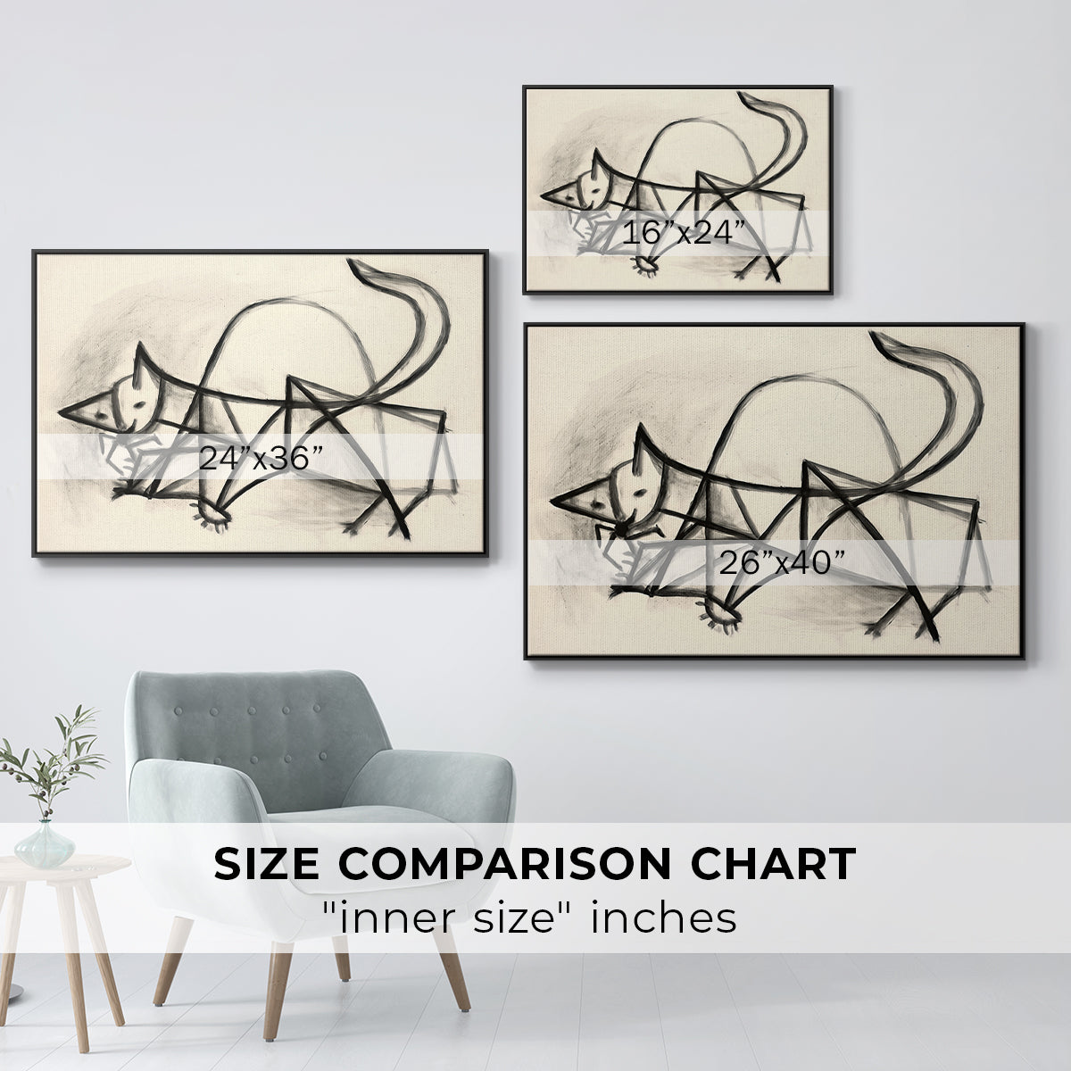 Study of a Cat (Étude de chat), 1946 - Floater Framed Canvas Print