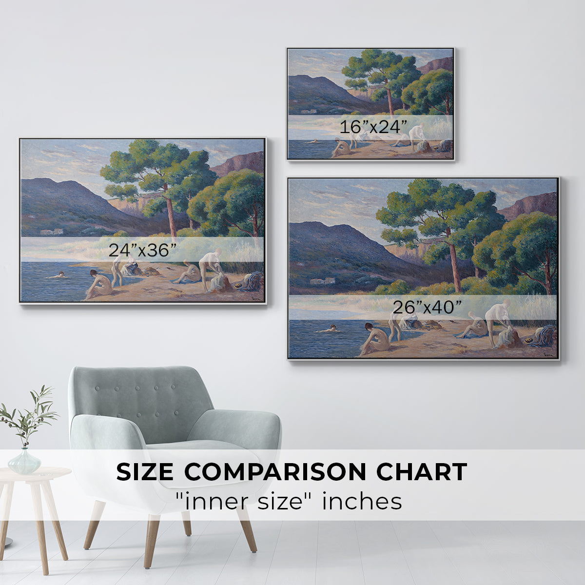 Bathers in Saint-Tropez, c. 1909 - Floater Framed Canvas Print