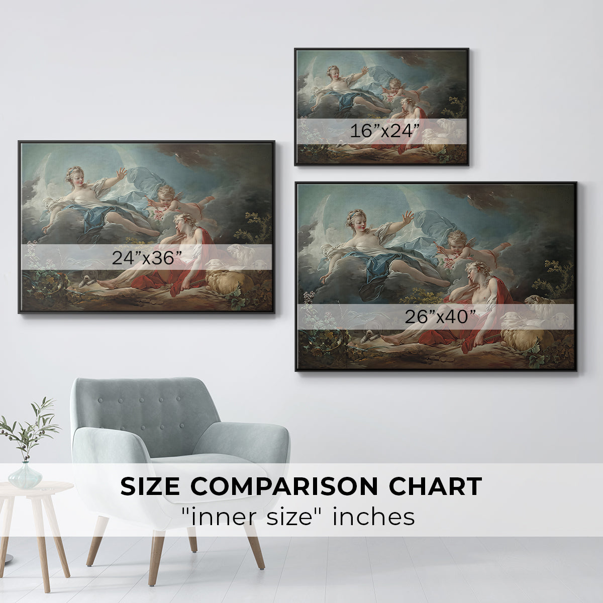 Diana and Endymion, c. 1753-1756 - Floater Framed Canvas Print