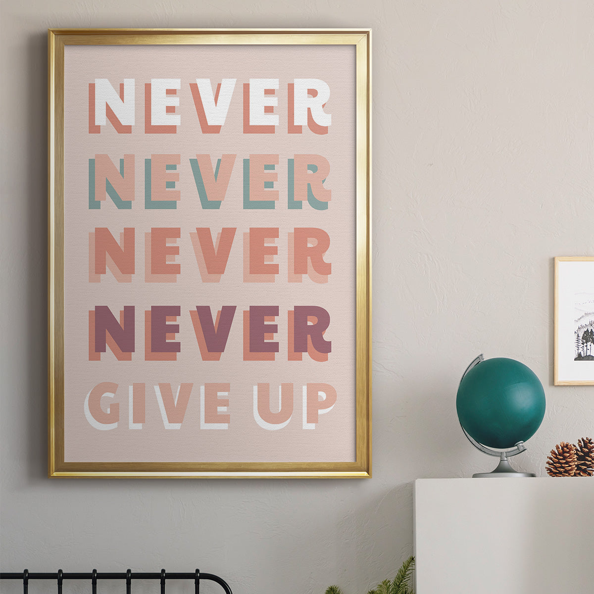 Never Give Up - Modern Framed Canvas Print