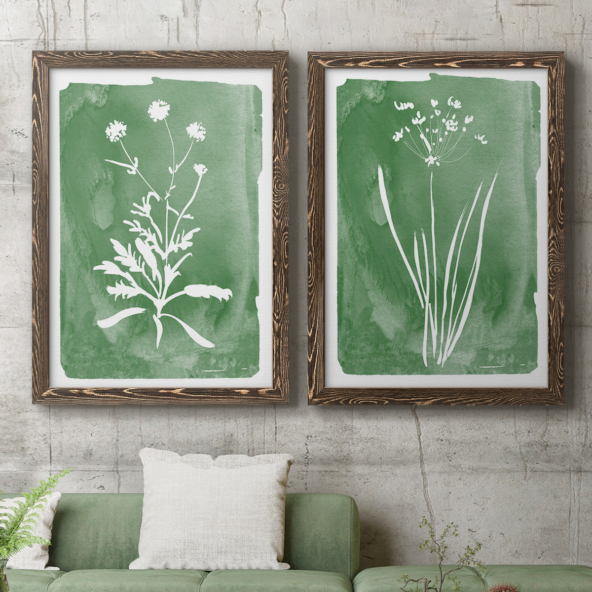 Green Botanical I - Premium Framed Canvas 2 Piece Set - Ready to Hang