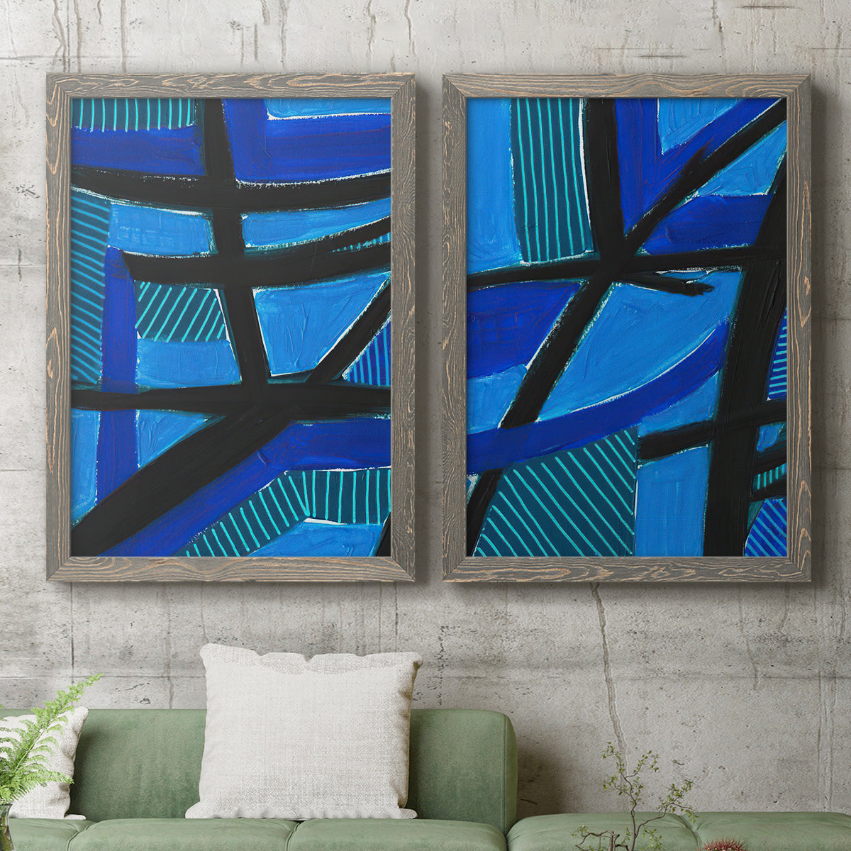 Involved Blues I - Premium Framed Canvas 2 Piece Set - Ready to Hang