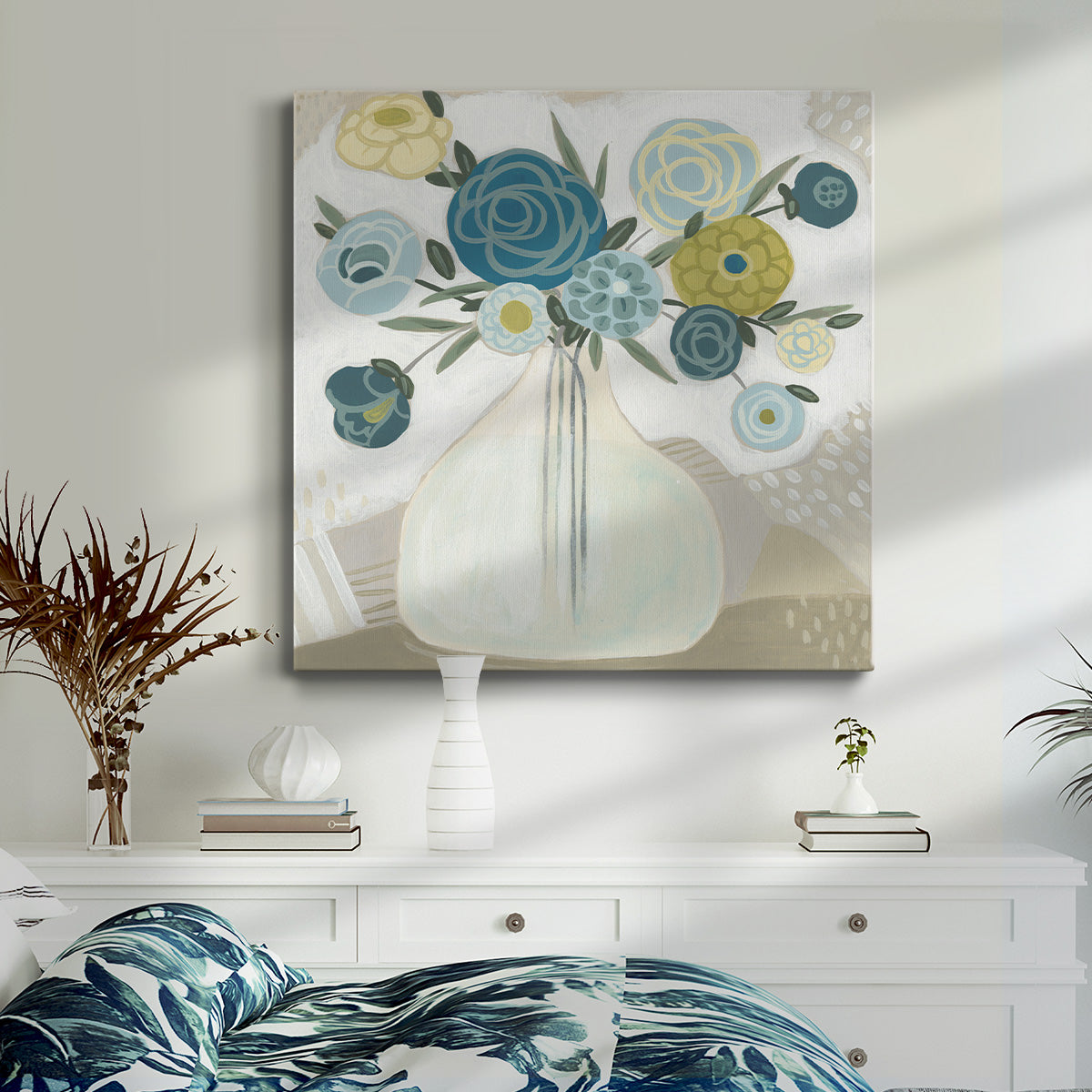 Blue Bohemian Bouquet II-Premium Gallery Wrapped Canvas - Ready to Hang