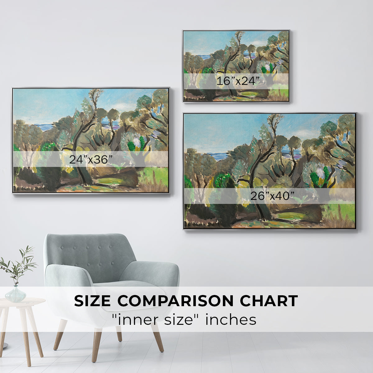Landscape near Nice, c. 1918 - Floater Framed Canvas Print