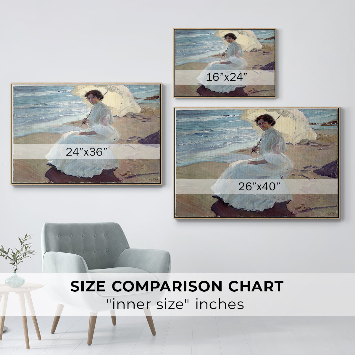Clotilde on the Beach, 1904 - Floater Framed Canvas Print