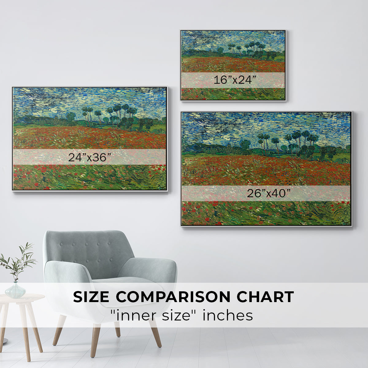 Field with Poppies, 1889 - Floater Framed Canvas Print