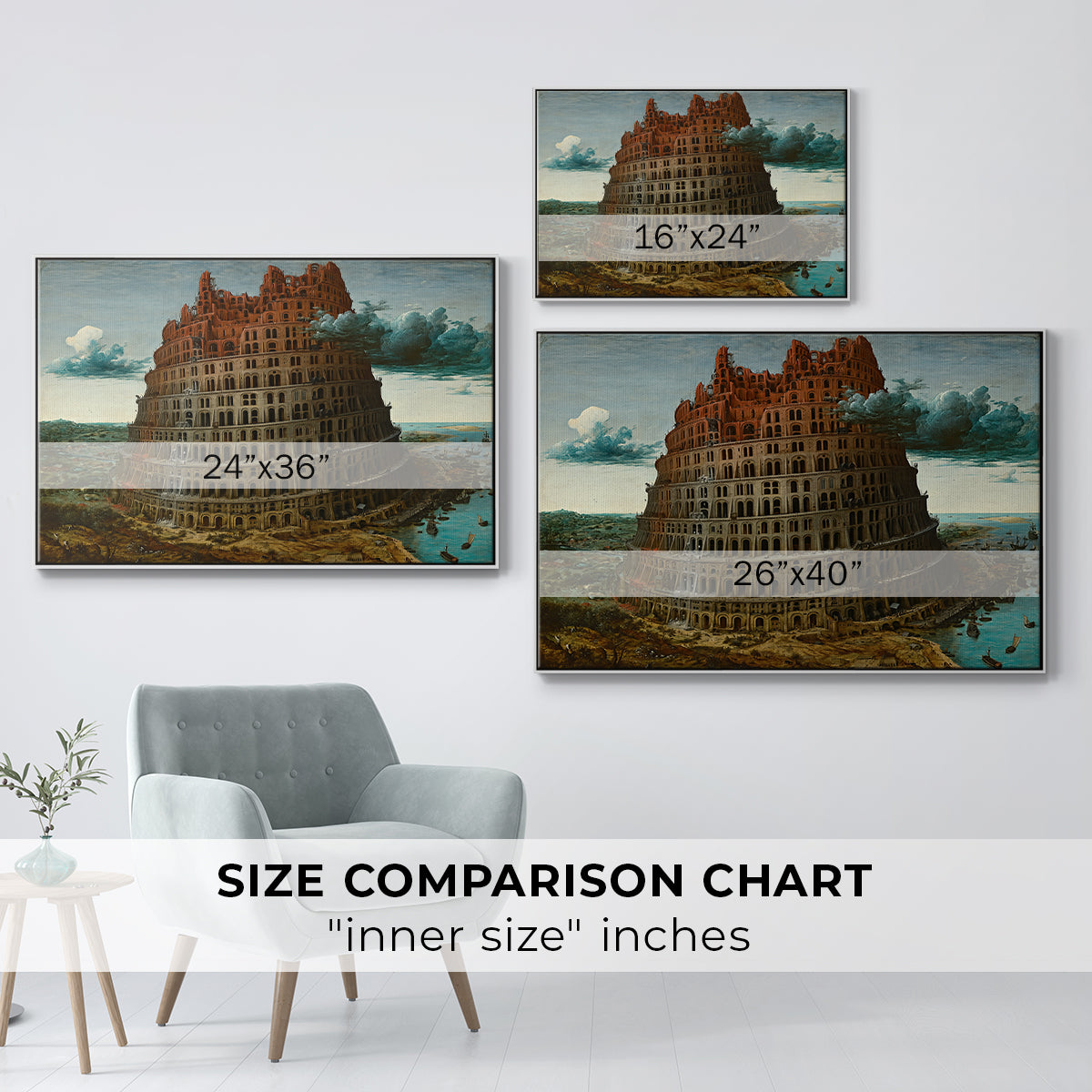 The Tower of Babel, c. 1568 - Floater Framed Canvas Print