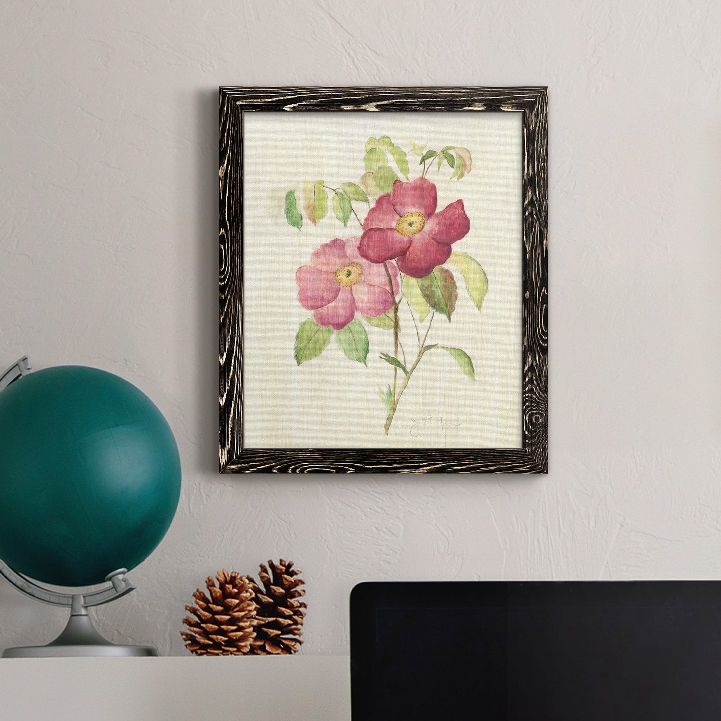 Dusty Rose II - Premium Canvas Framed in Barnwood - Ready to Hang