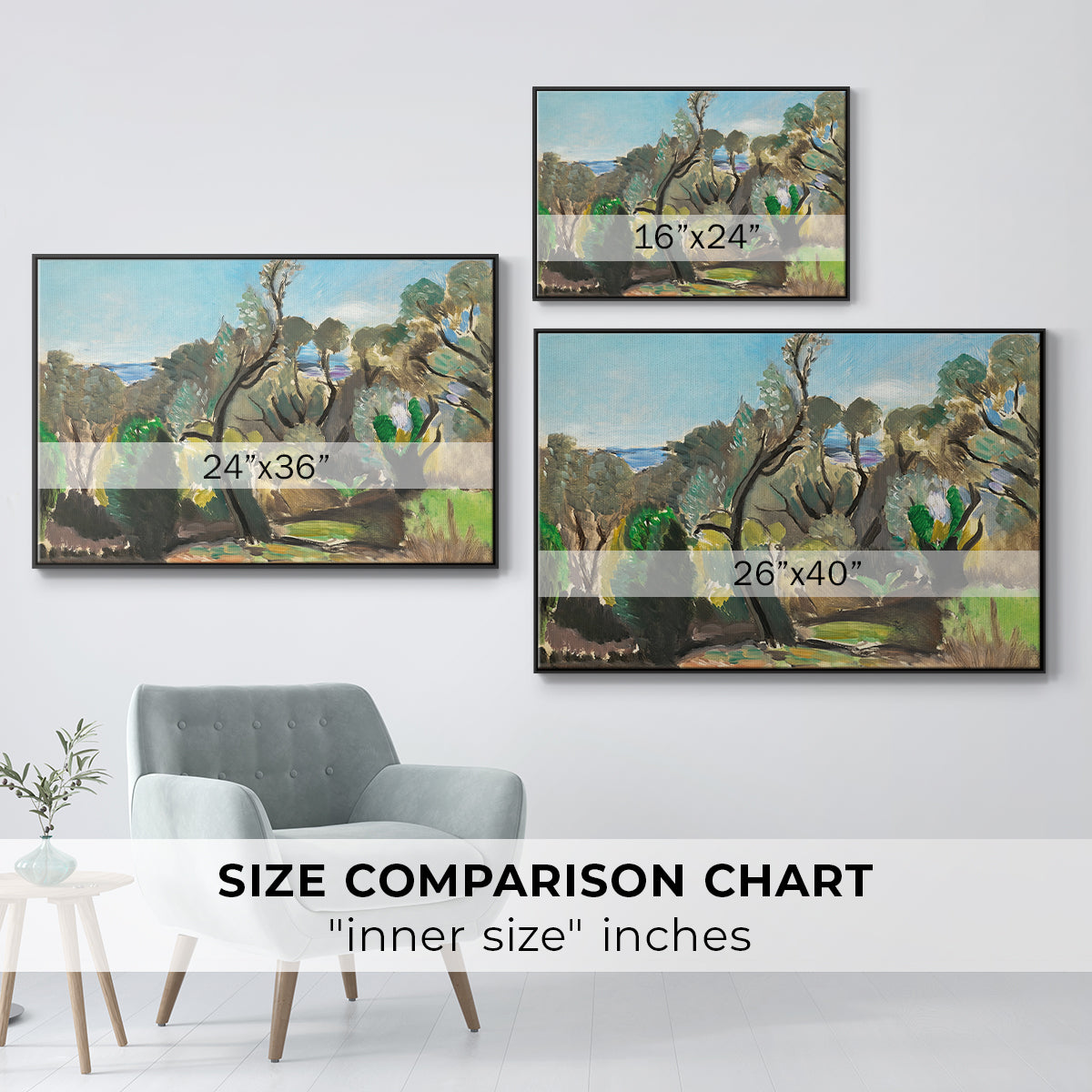 Landscape near Nice, c. 1918 - Floater Framed Canvas Print