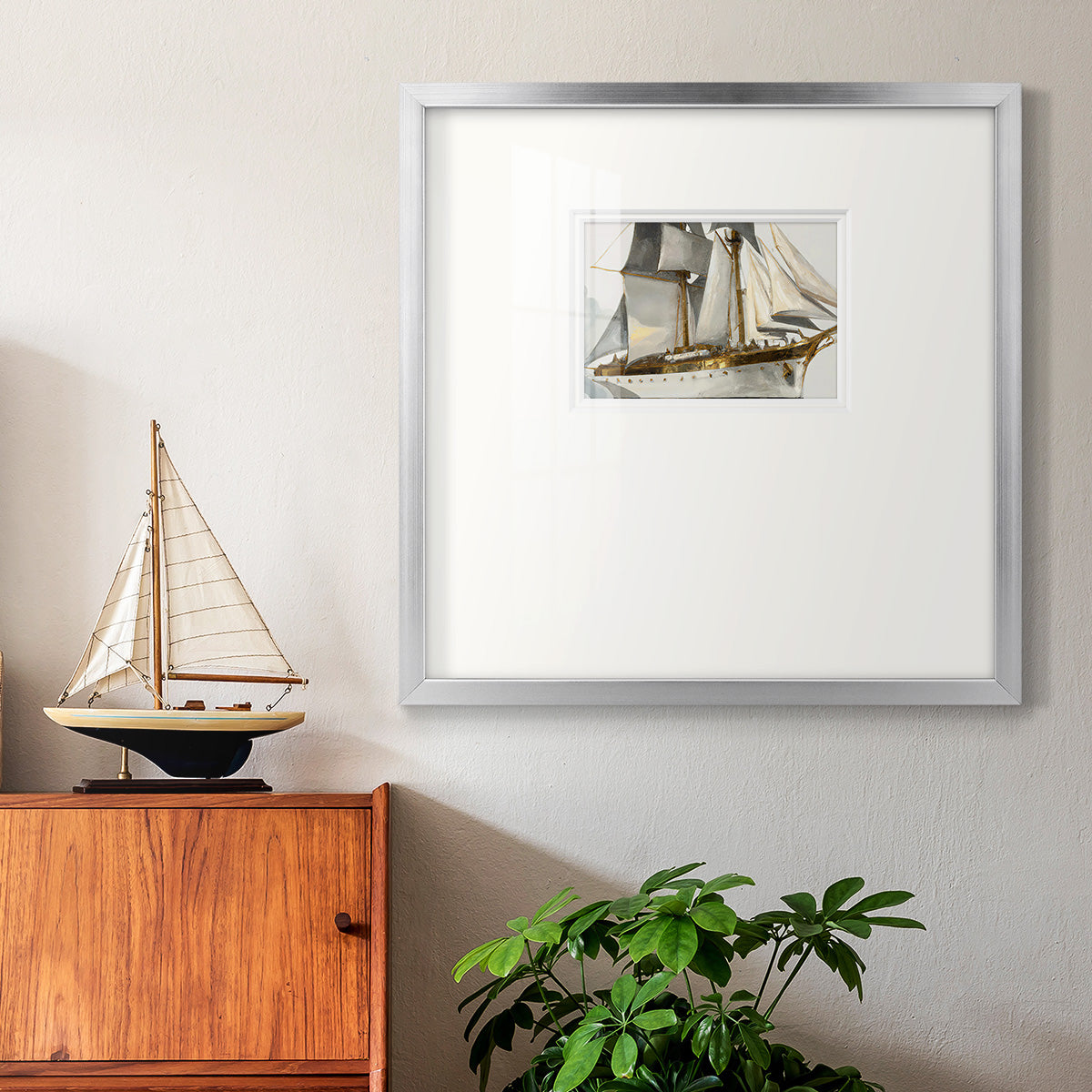 White and Gold Sails Premium Framed Print Double Matboard