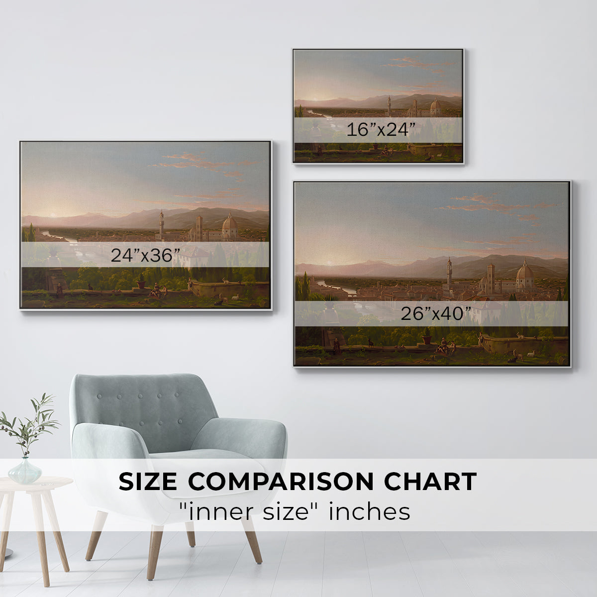View of Florence from San Miniato, 1837 - Floater Framed Canvas Print