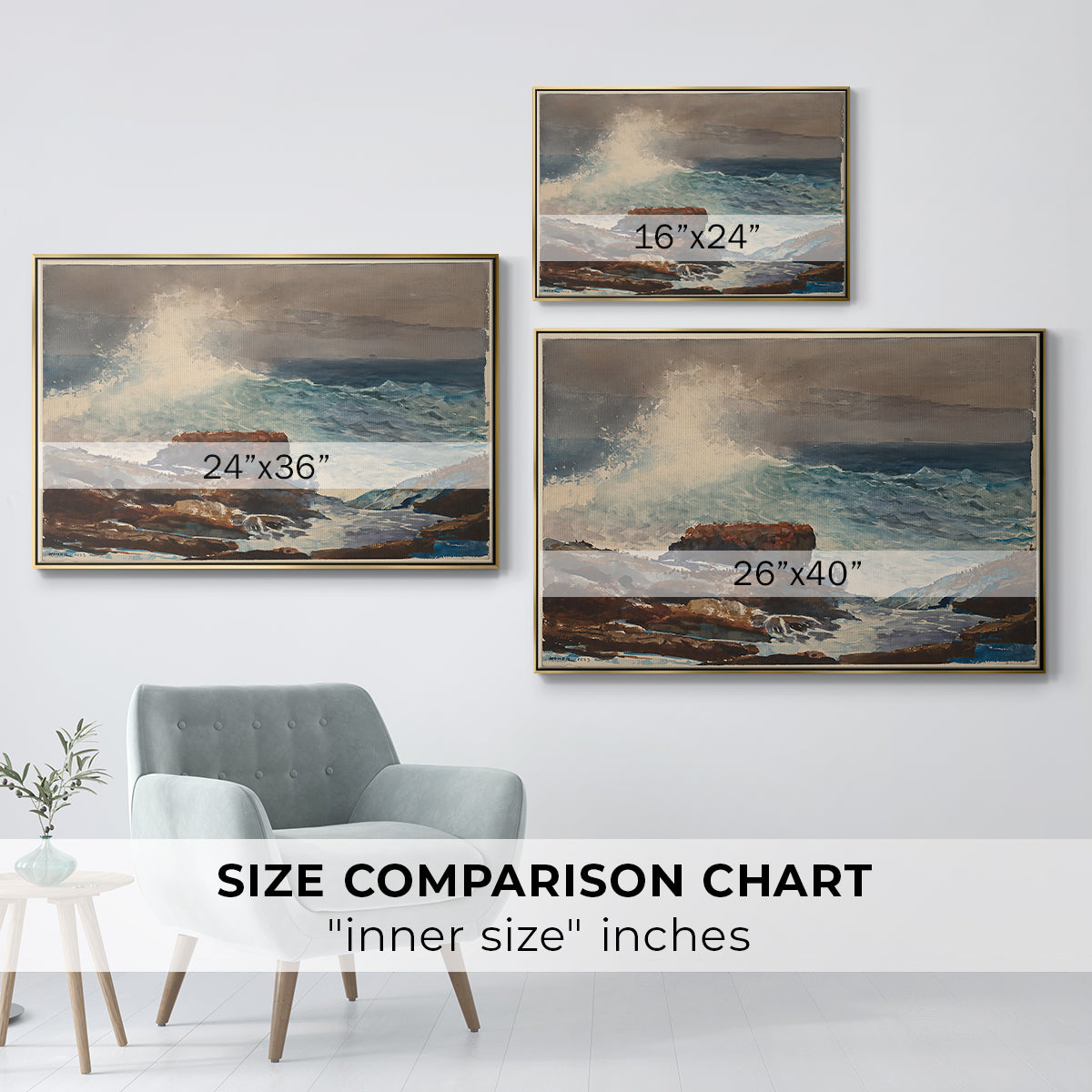 Incoming Tide, Scarboro, Maine, 1883 - Floater Framed Canvas Print
