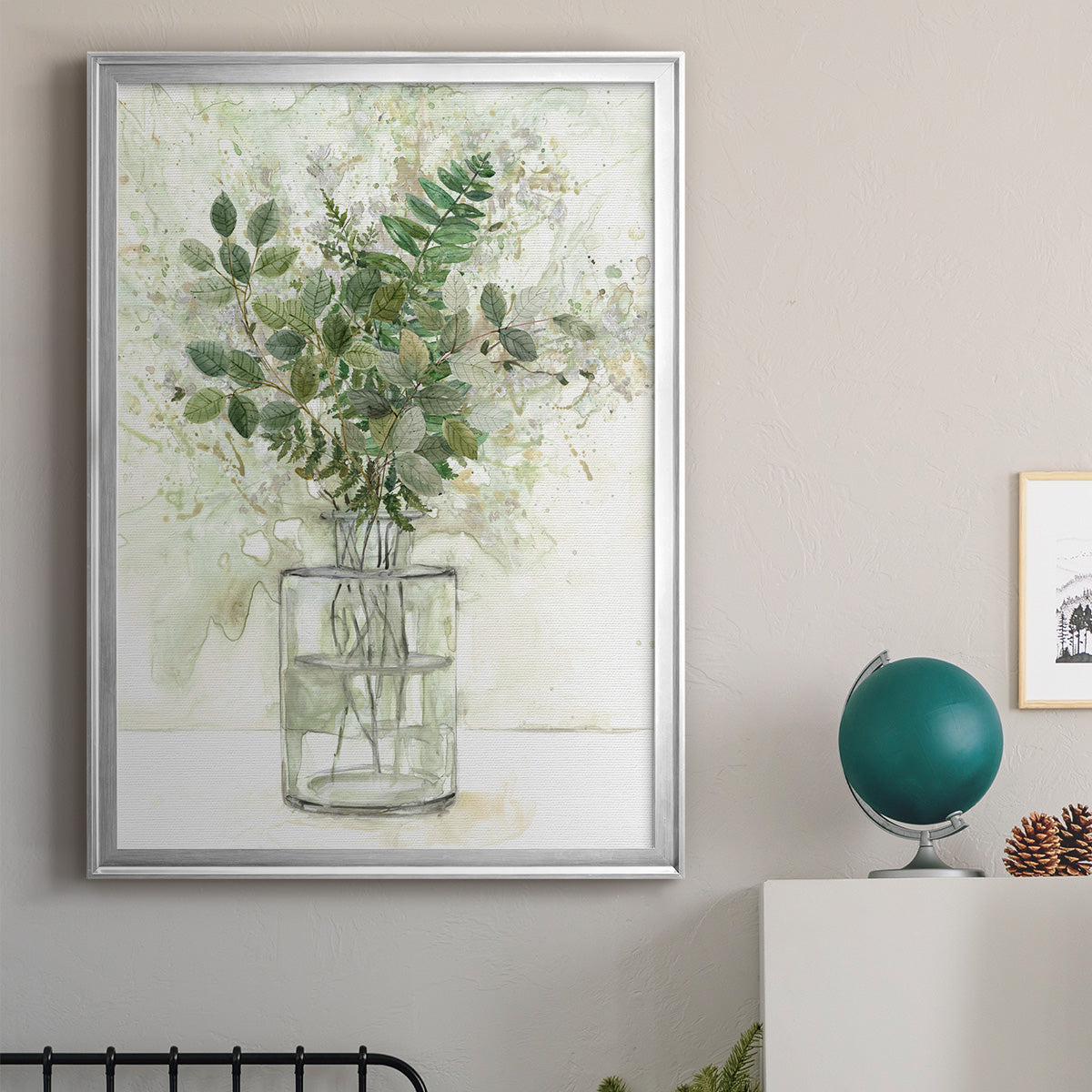 Delicate Greenery I - Modern Framed Canvas Print