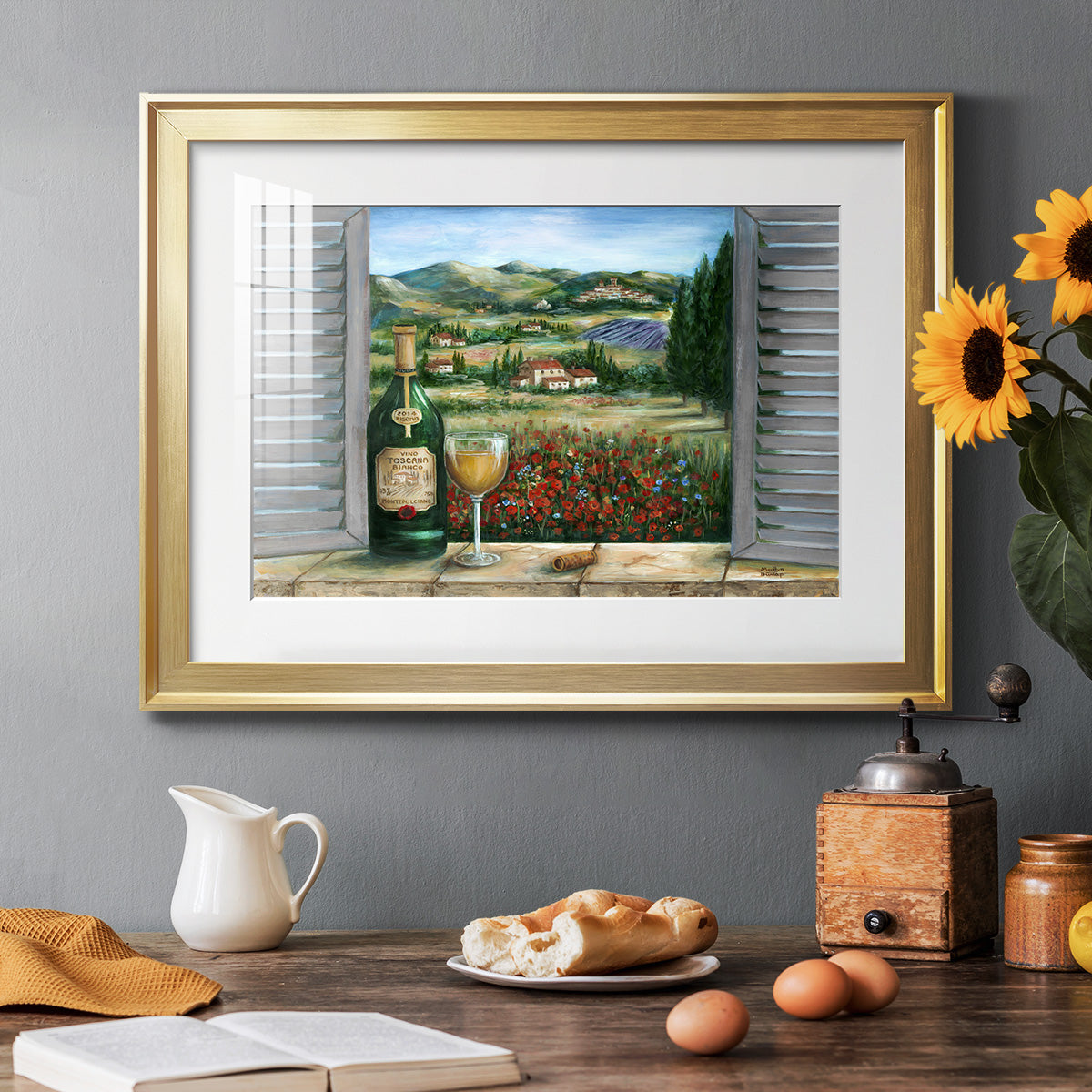 Tuscan White and Poppies Premium Framed Print - Ready to Hang