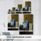 Size comparison chart for canvas art prints, showing multiple size options.