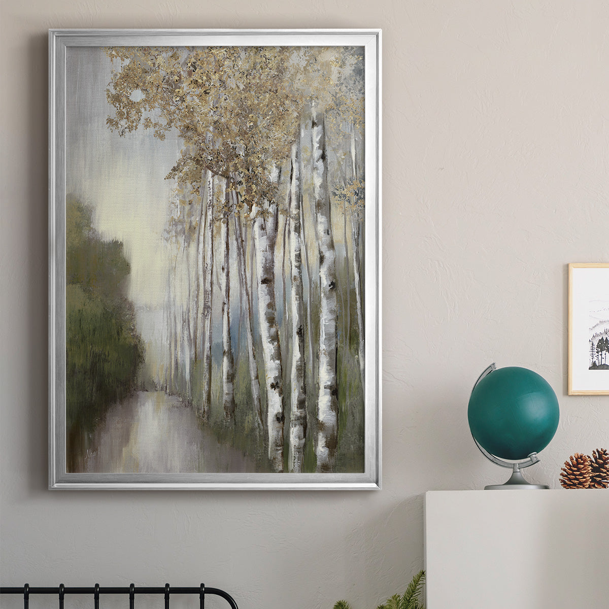 Woodland Walk Neutral - Modern Framed Canvas Print