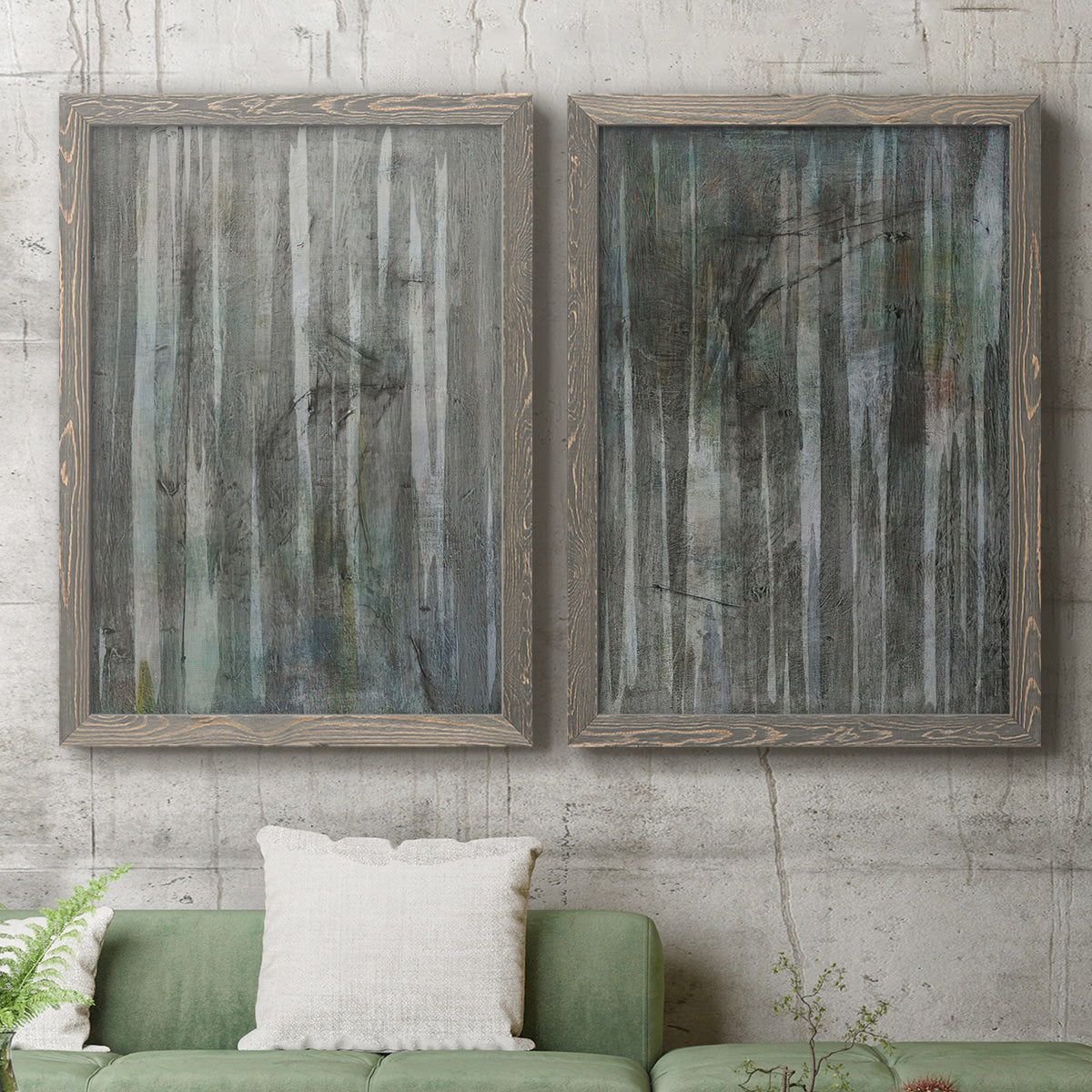 Birch Forest Abstracts I - Premium Framed Canvas 2 Piece Set - Ready to Hang