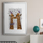 Kissing Giraffes with Birds - Modern Framed Canvas Print