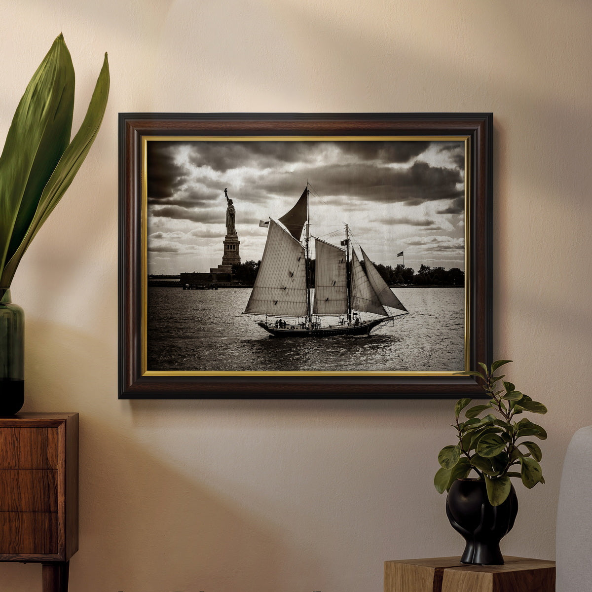 The Clipper & the Liberty Premium Framed Canvas- Ready to Hang