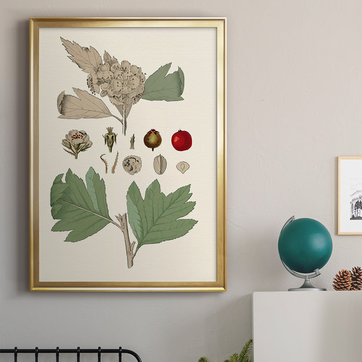 Leaves & Berries IV - Modern Framed Canvas Print