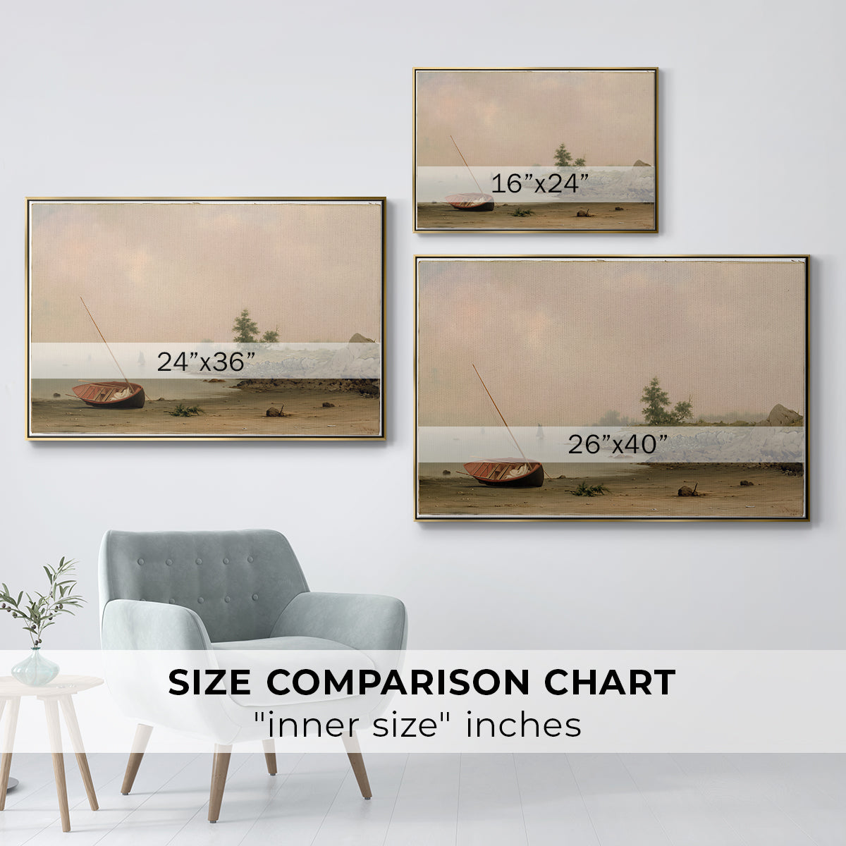 The Stranded Boat, 1863 - Floater Framed Canvas Print