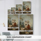 Size comparison chart for canvas art prints, showing multiple size options.