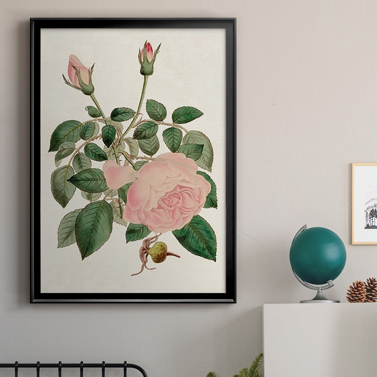 Pink Floral Mix II - Modern Framed Canvas Print