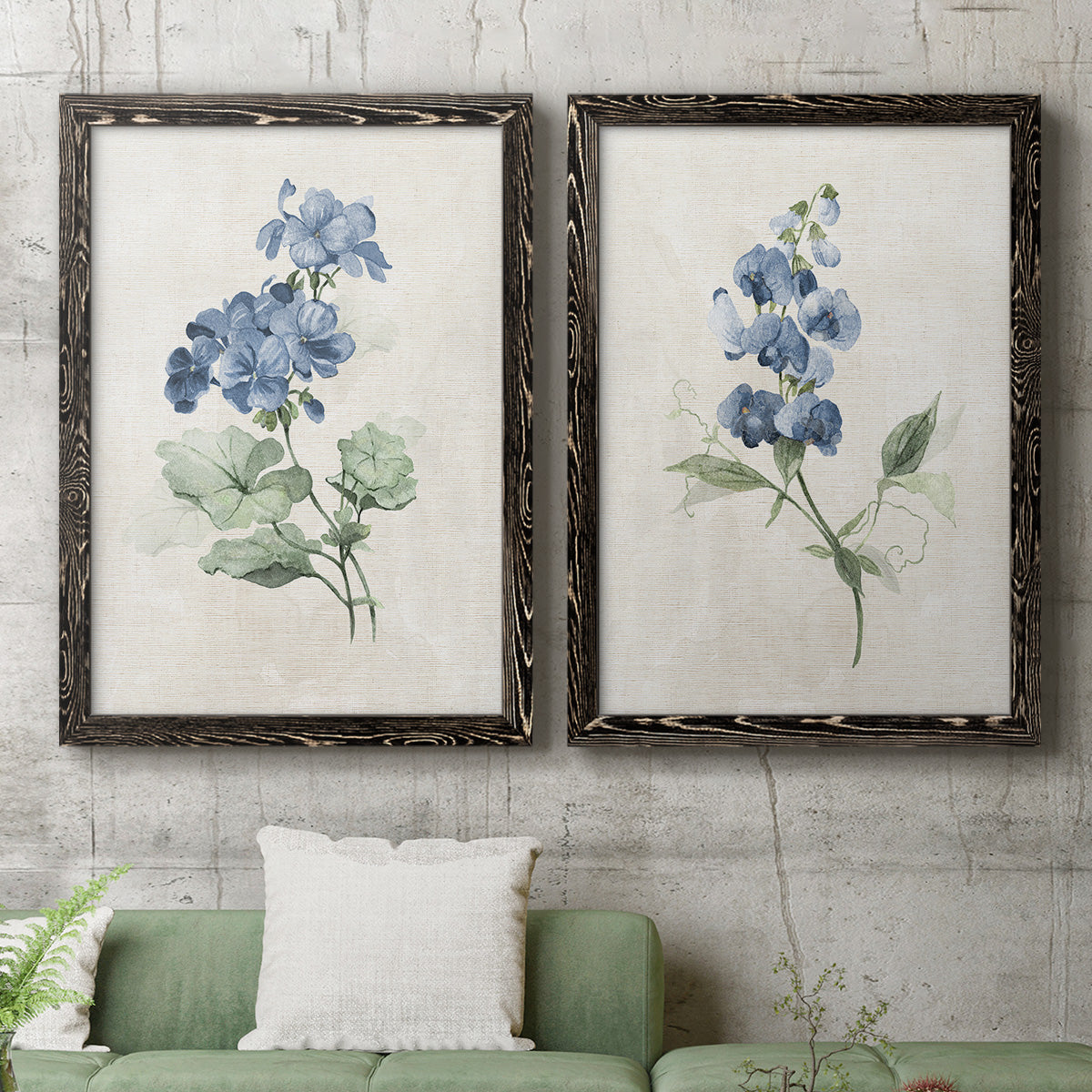 Farmhouse Periwinkle I   - Premium Framed Canvas 2 Piece Set - Ready to Hang