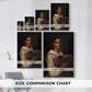 Size comparison chart for canvas art prints, showing multiple size options.