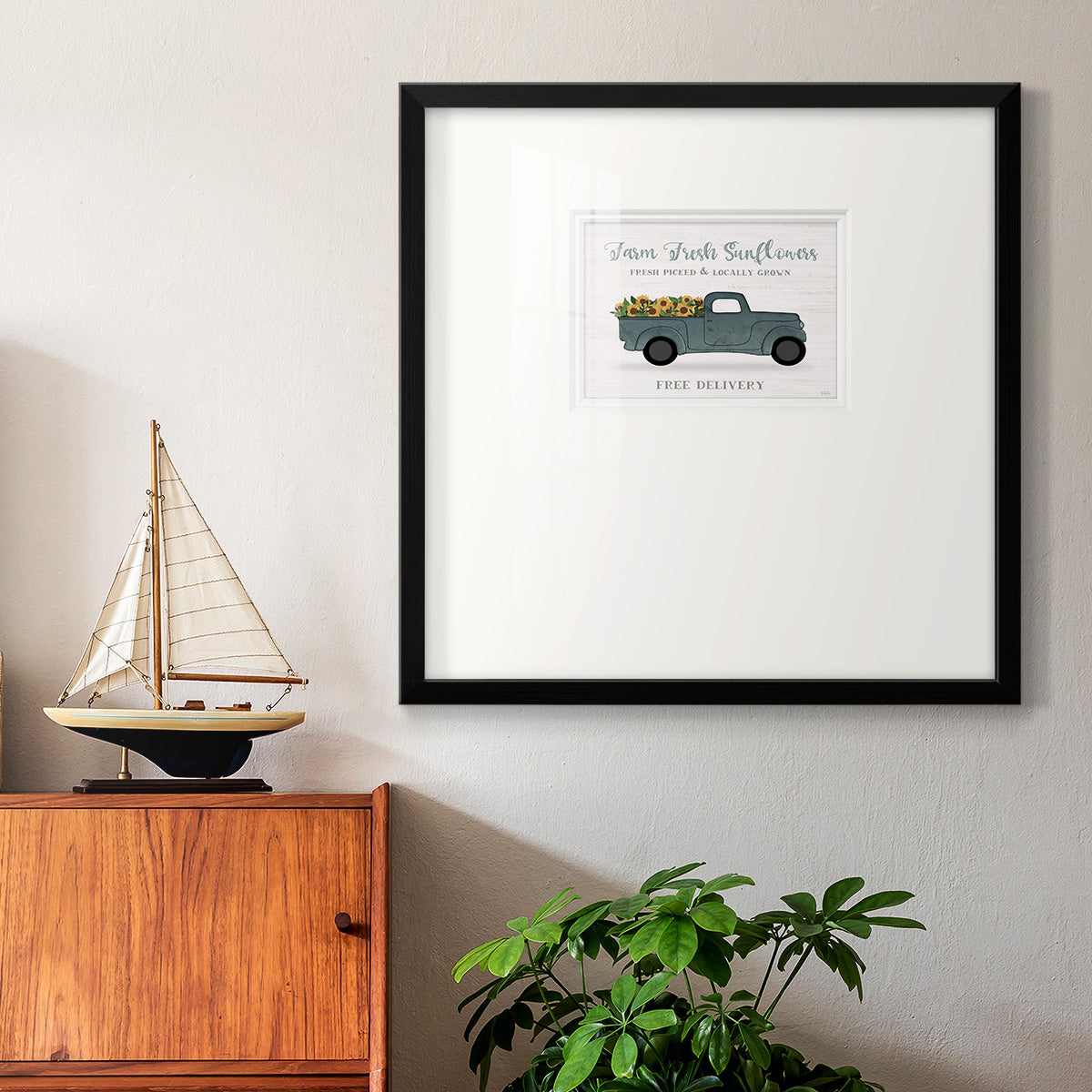 Farmers Market Truck Premium Framed Print Double Matboard