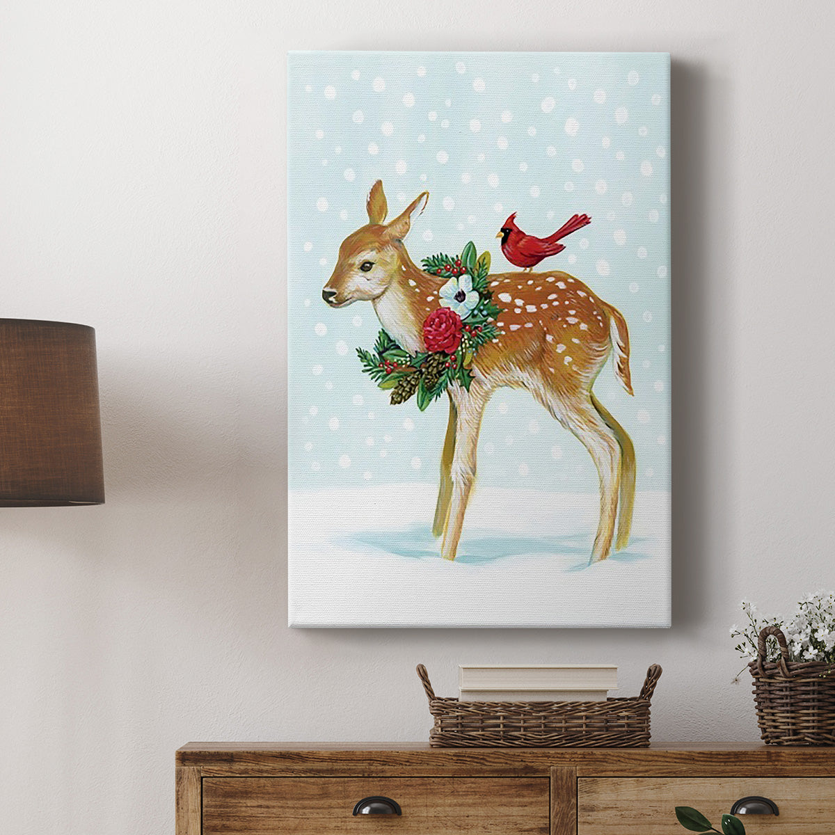 Winter Woodland Creatures with Cardinals II Premium Gallery Wrapped Canvas - Ready to Hang