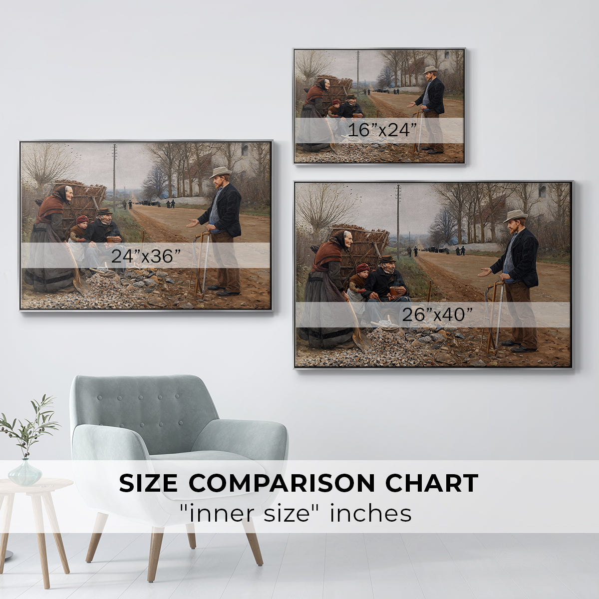 People by a Road, 1893 - Floater Framed Canvas Print