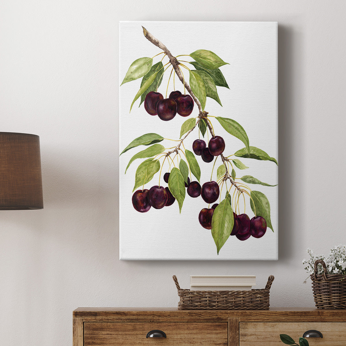 Watercolor Cherries Premium Gallery Wrapped Canvas - Ready to Hang