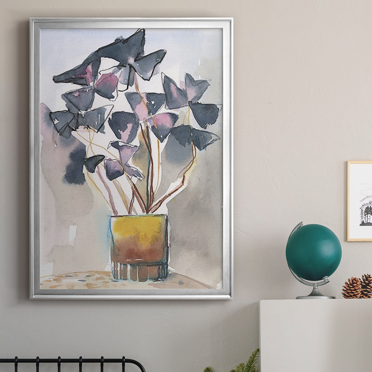 Oxalis in Vase II - Modern Framed Canvas Print