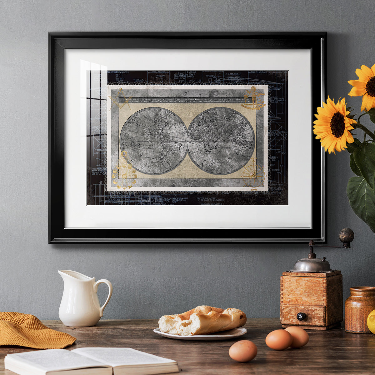 Night World Blueprint Premium Framed Print - Ready to Hang