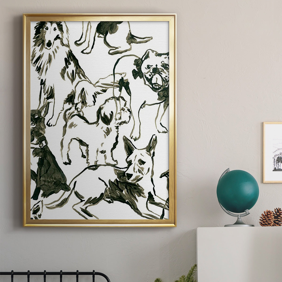 Canine Collage I - Modern Framed Canvas Print