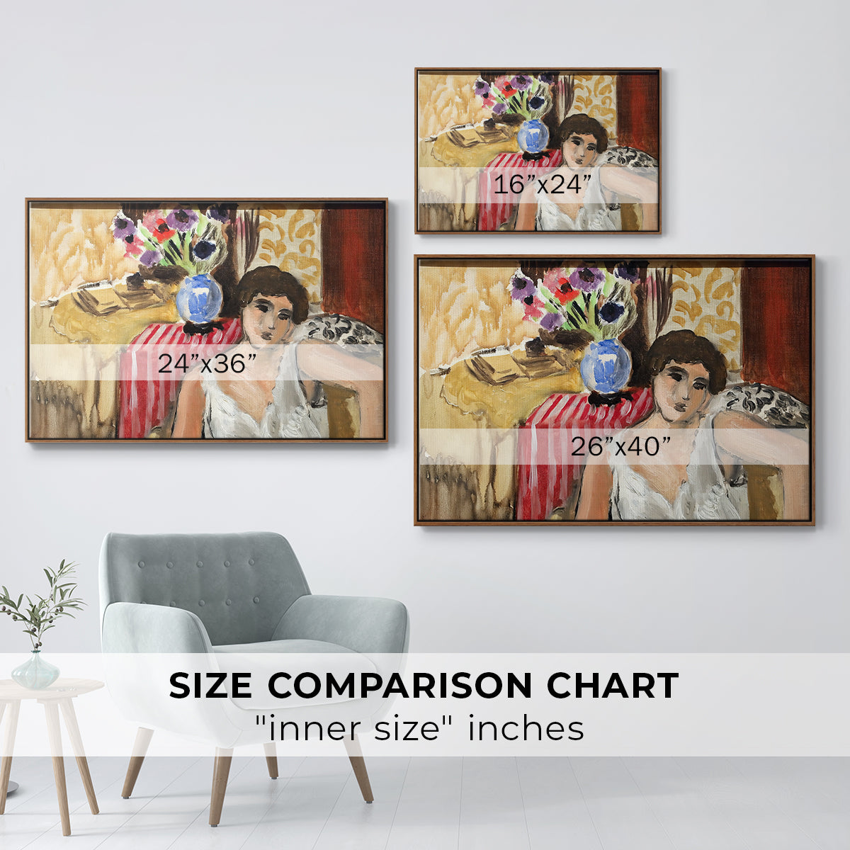 Woman Seated in an Armchair, c. 1920 - Floater Framed Canvas Print
