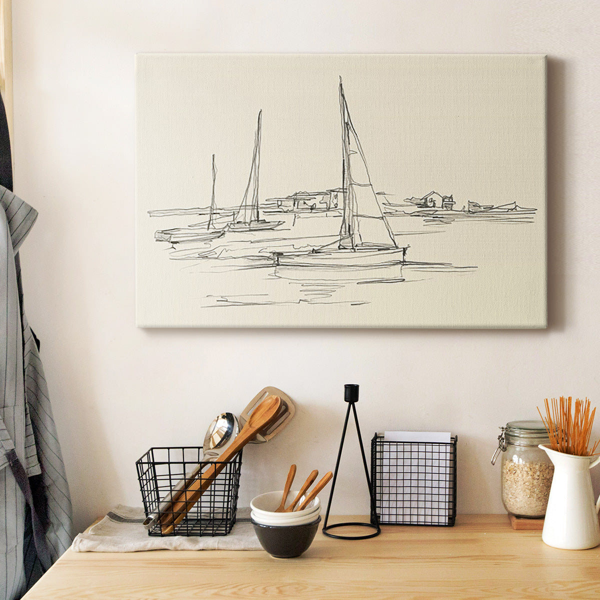 Coastal Contour Sketch I - Canvas Art Print