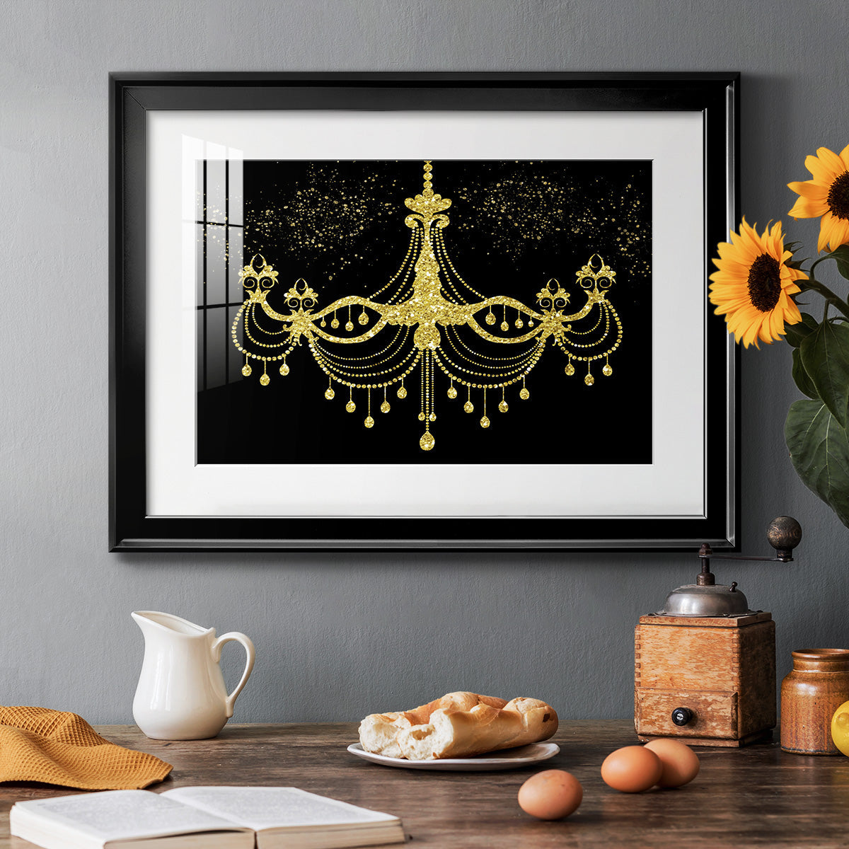 Golden Chandelier Premium Framed Print - Ready to Hang