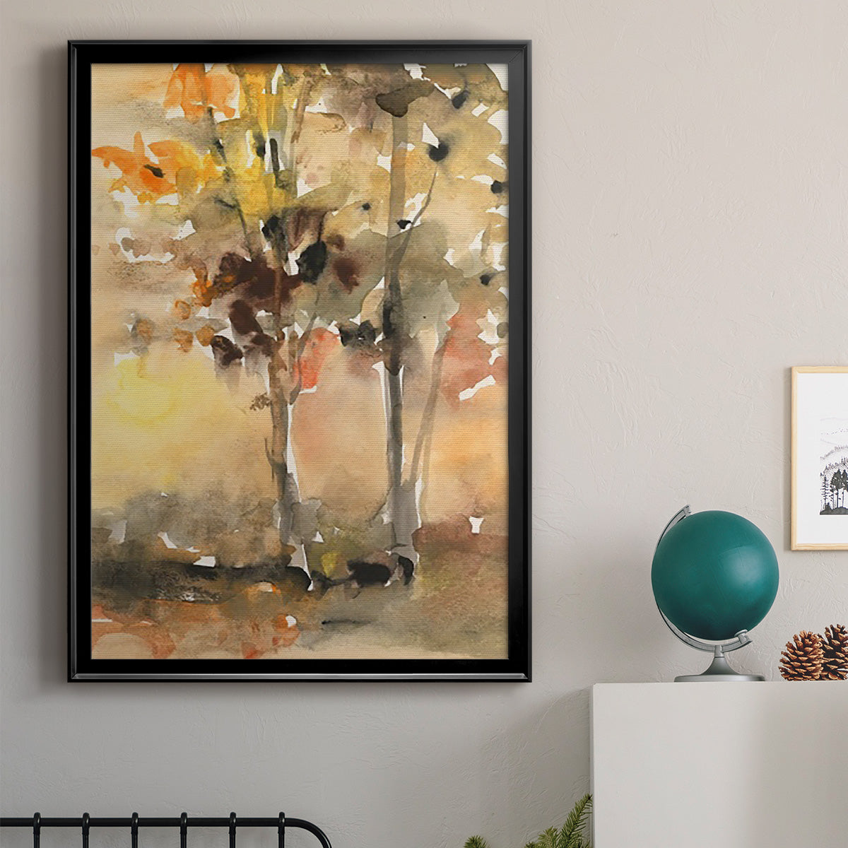 Fall Foliage Watercolor II - Modern Framed Canvas Print